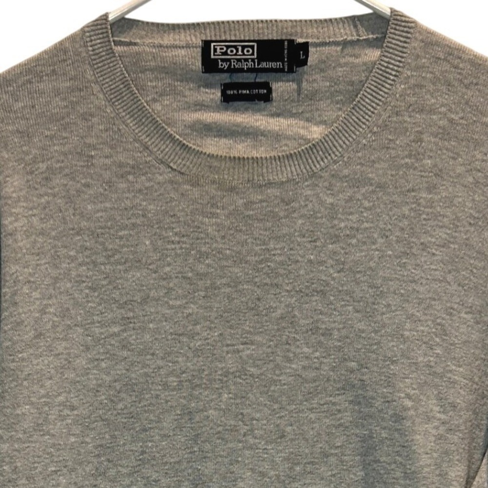 Polo by Ralph Lauren Men's Gray 100% Pima‎ Cotton Long Sleeve Sweater Large